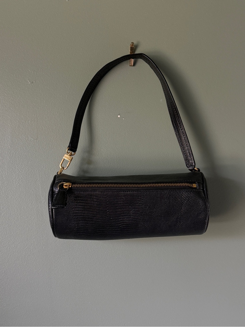 STAUD - Lizard Embossed Calf Suzy Shoulder Bag - Black